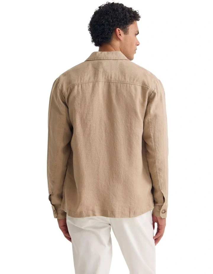 Adem Linen Zip Bomber in Sand image 2