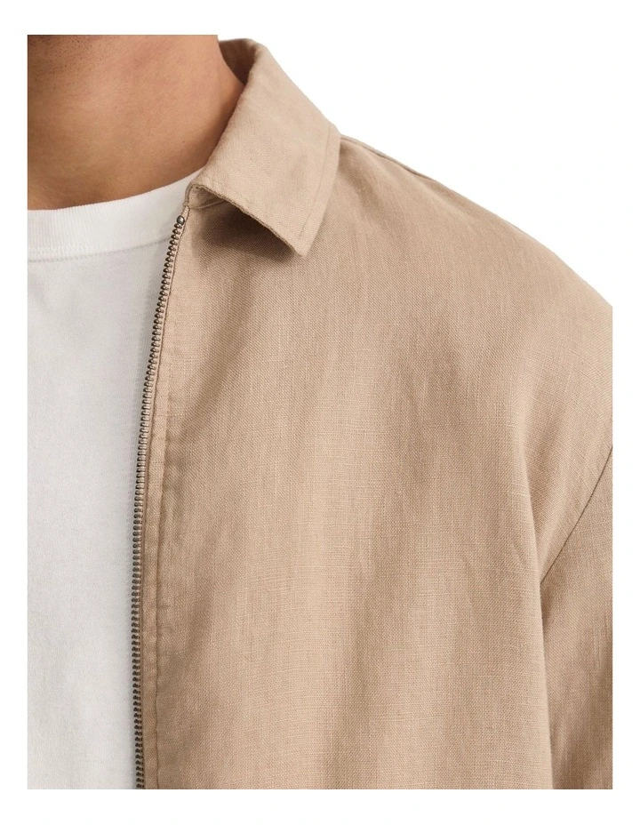 Adem Linen Zip Bomber in Sand image 6
