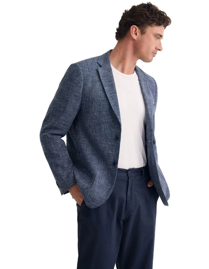 Milton Linen Blazer in Navy image 2