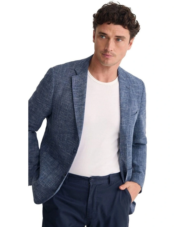 Milton Linen Blazer in Navy image 4