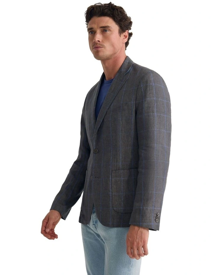 Milton Linen Blazer in Green image 3