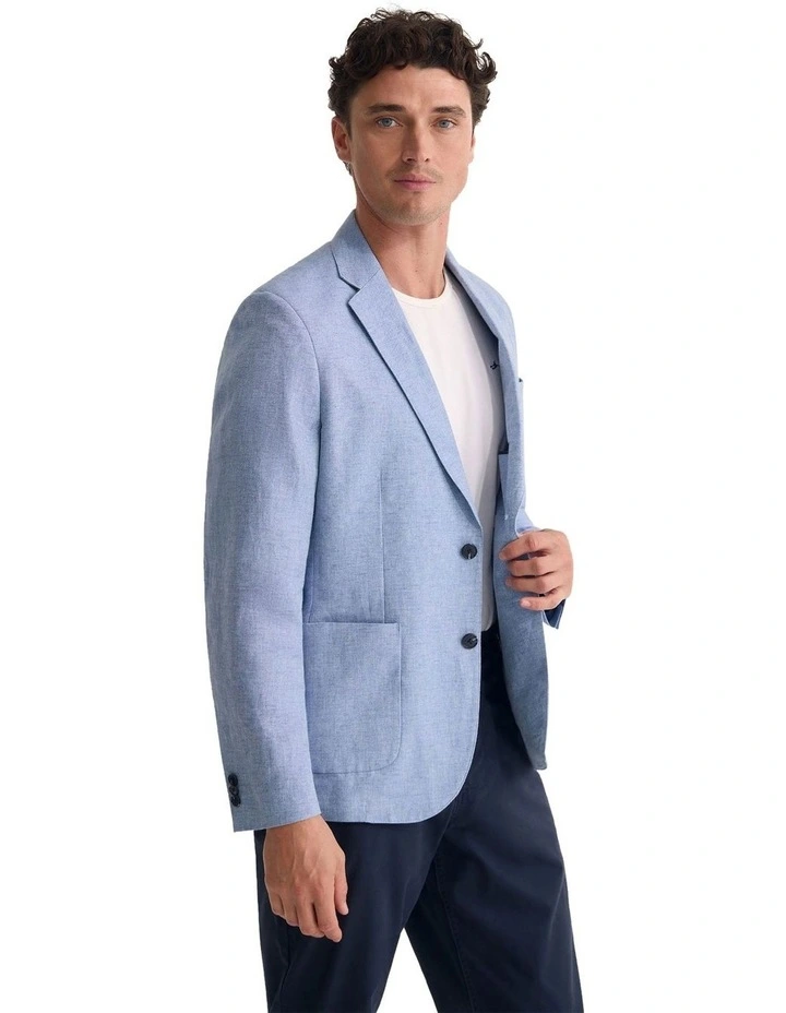 Milton Linen Blend Blazer in Sky image 3