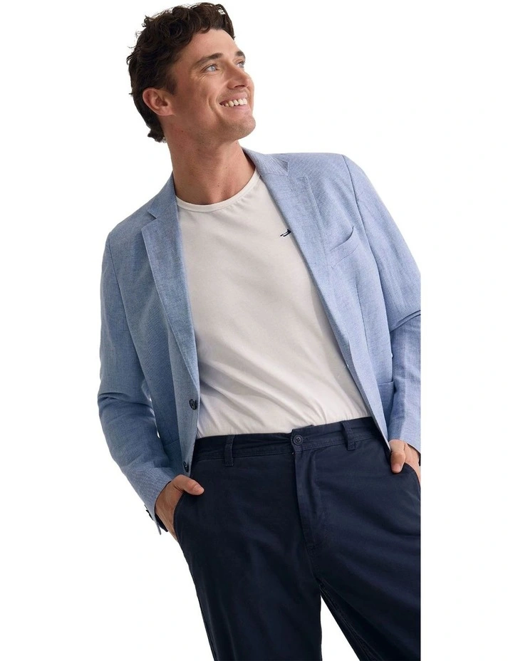 Milton Linen Blend Blazer in Sky image 4