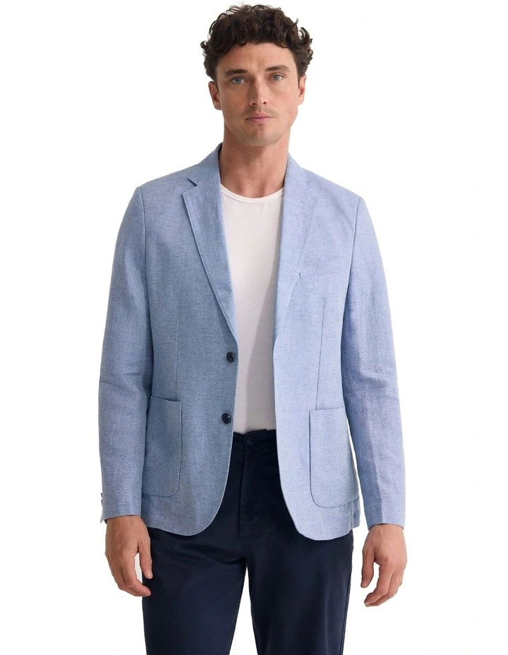 Milton Linen Blend Blazer in Sky image 5