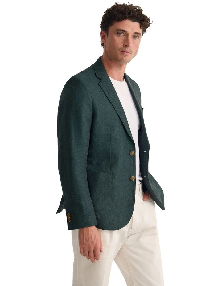 Milton Linen Blend Blazer in Olive image 3