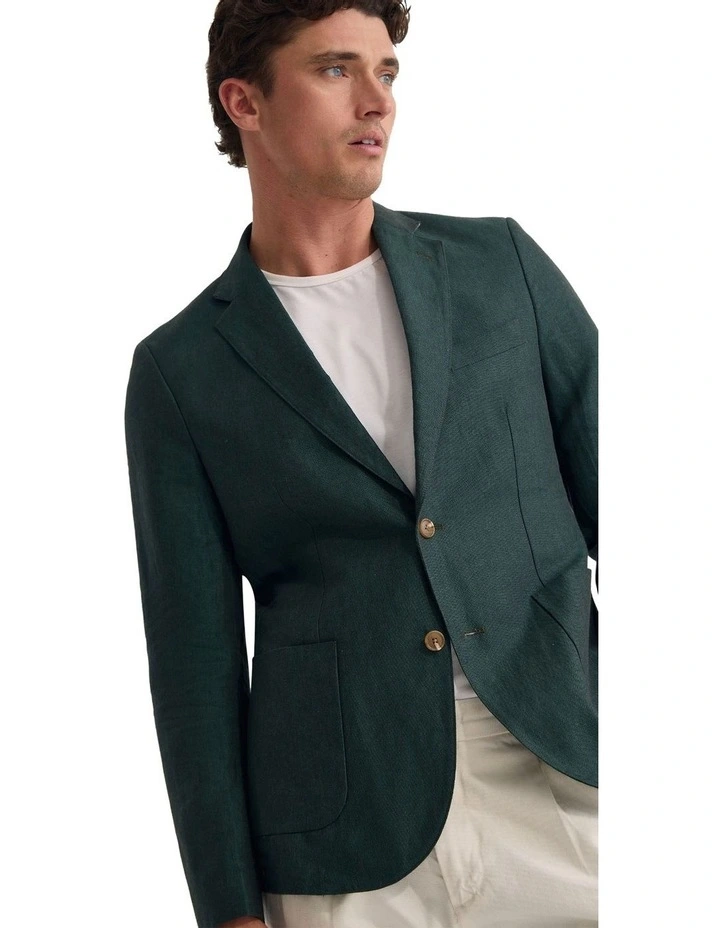 Milton Linen Blend Blazer in Olive image 4