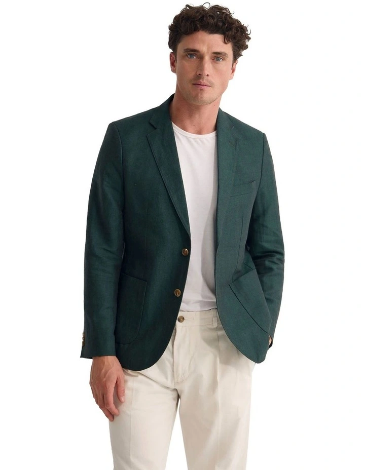 Milton Linen Blend Blazer in Olive image 5