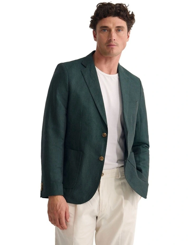 Milton Linen Blend Blazer in Olive image 7