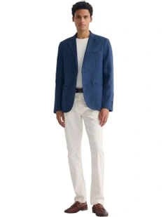 3 Button Linen Milton Blazer in Navy