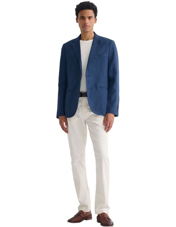 3 Button Linen Milton Blazer in Navy image 1