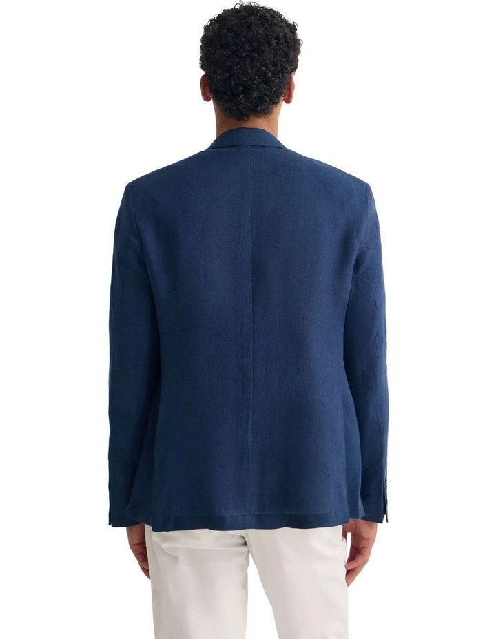 3 Button Linen Milton Blazer in Navy image 2