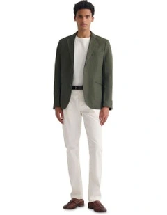 3 Button Linen Milton Blazer in Olive
