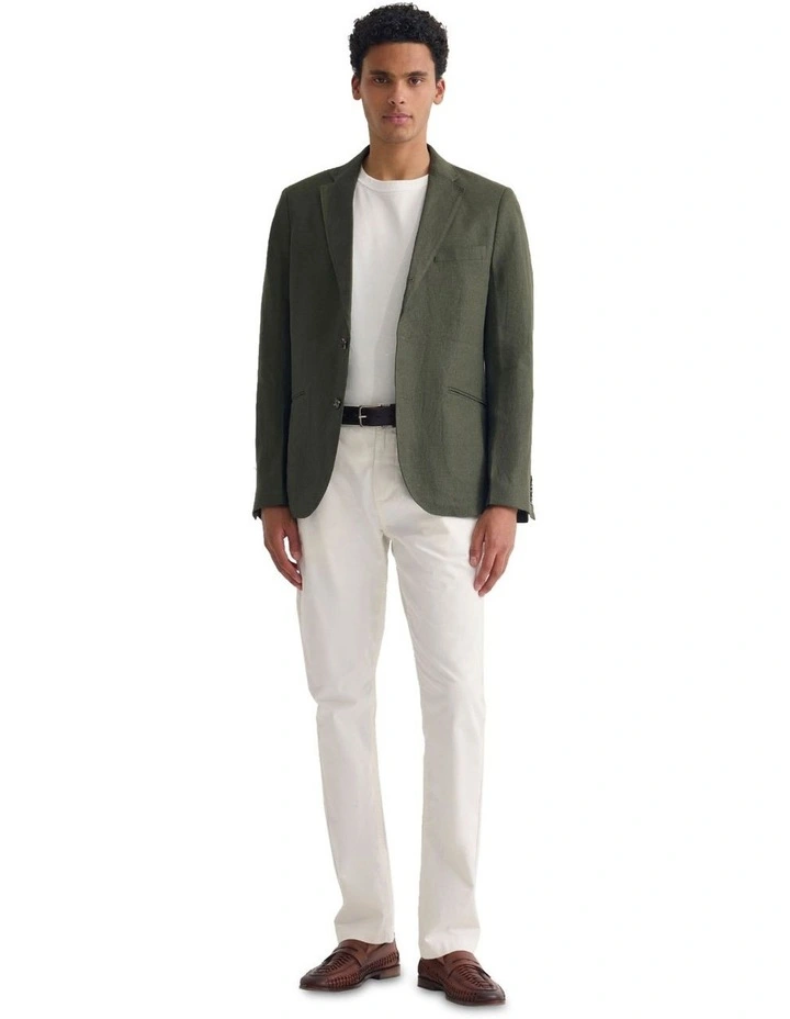 3 Button Linen Milton Blazer in Olive image 1