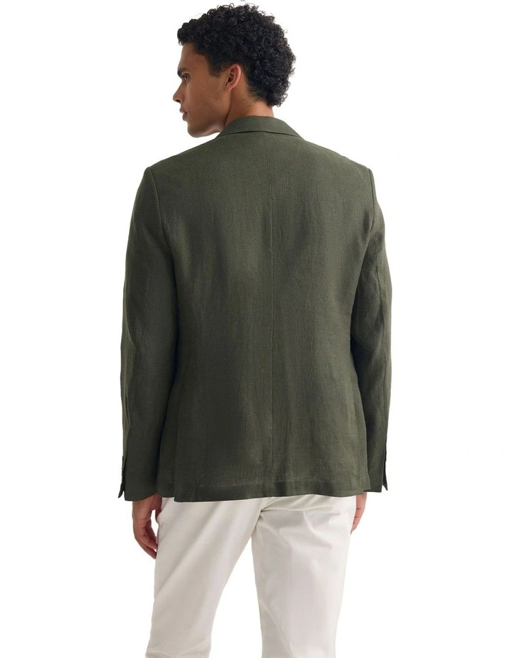 3 Button Linen Milton Blazer in Olive image 2