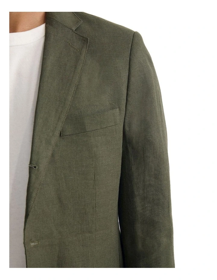 3 Button Linen Milton Blazer in Olive image 6
