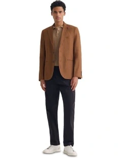 3 Button Linen Milton Blazer in Bark