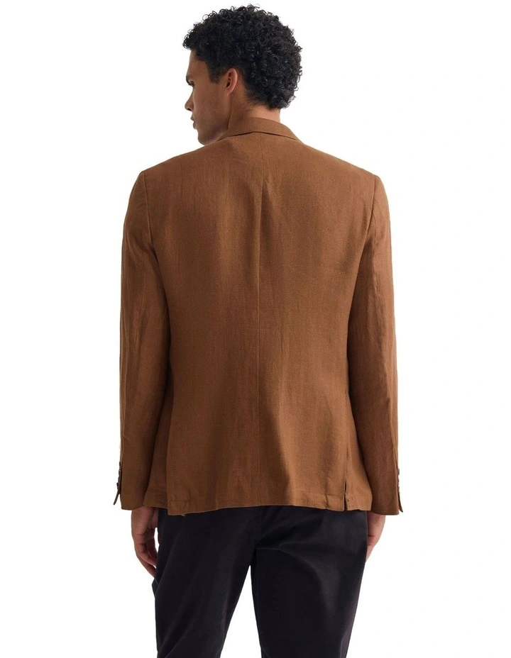 3 Button Linen Milton Blazer in Bark image 2
