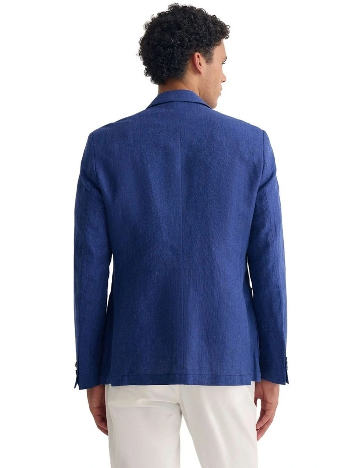 Milton Linen Blend Blazer in Blue image 2