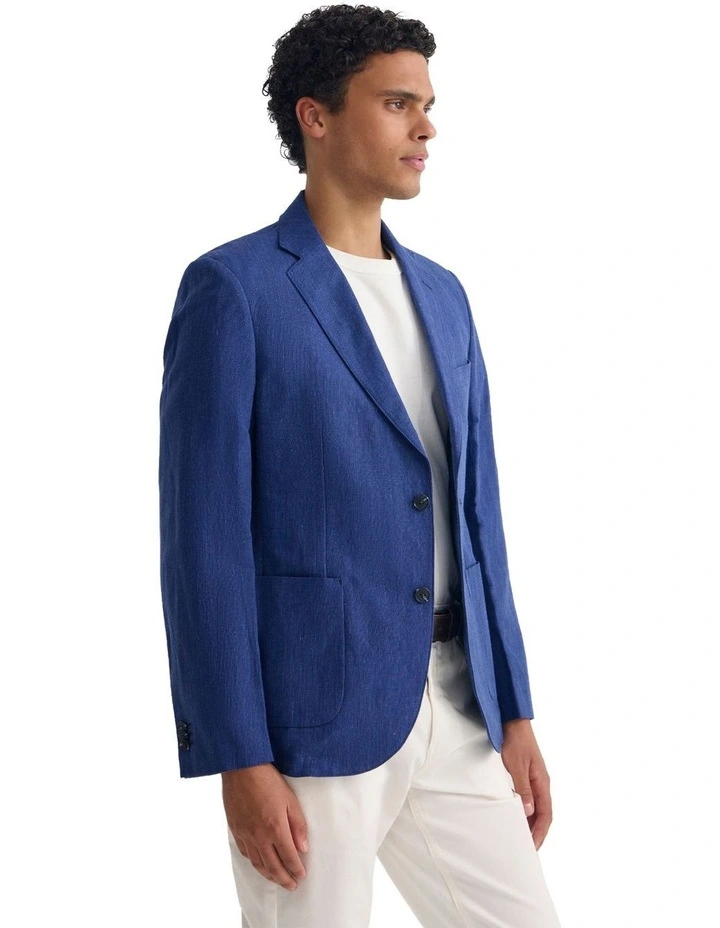 Milton Linen Blend Blazer in Blue image 3