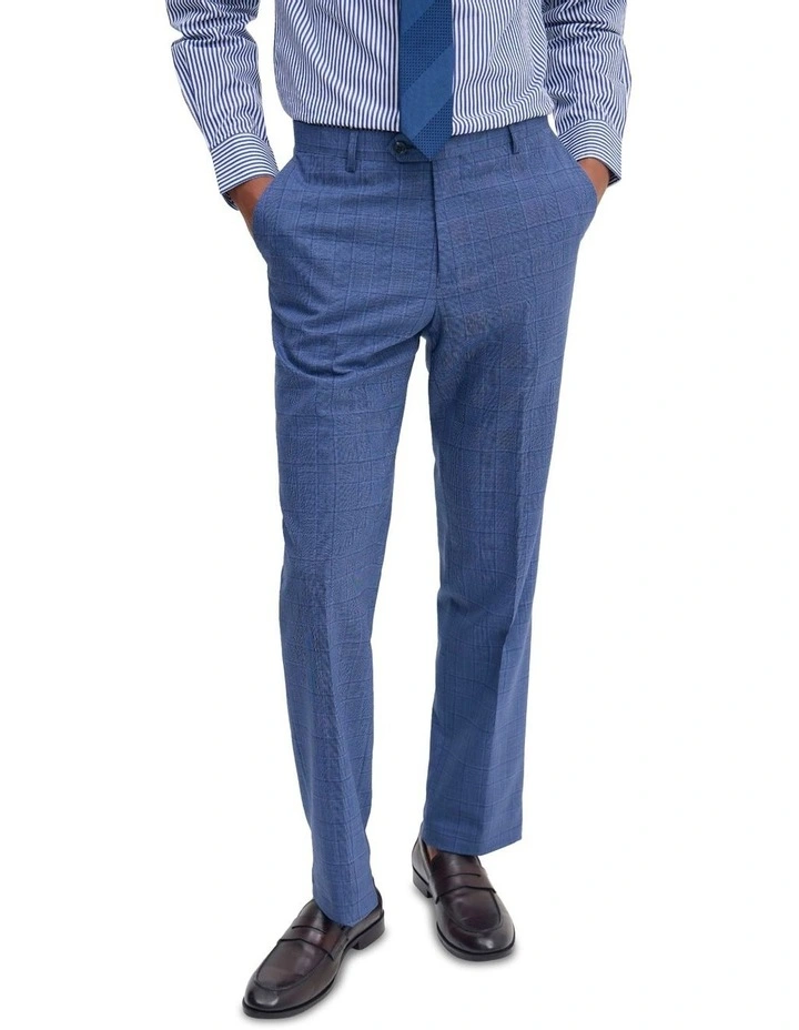 Byron Checked Suit Trouser in Blue Check image 4