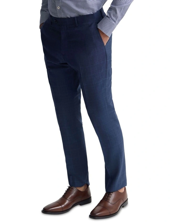 Hopkins Wool Suit Trousers in Navy Check image 4