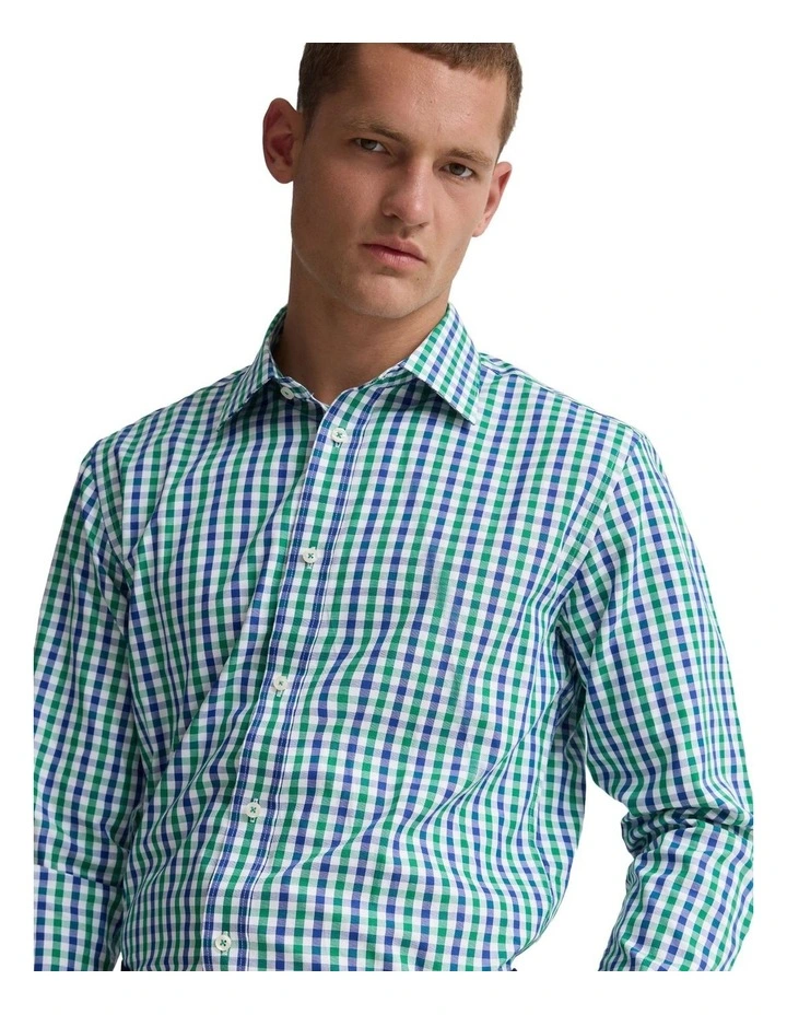 Regent Classic Fit Cotton Shirt in Green image 4