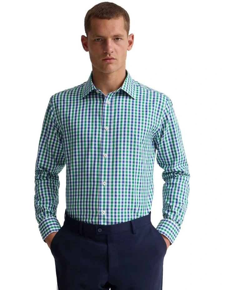 Regent Classic Fit Cotton Shirt in Green image 5