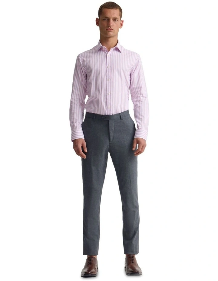 Beckton Slim Fit Cotton Shirt in Pink Stripe image 1