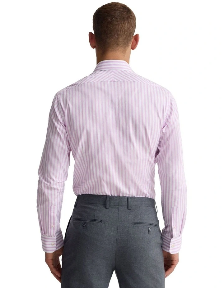 Beckton Slim Fit Cotton Shirt in Pink Stripe image 2