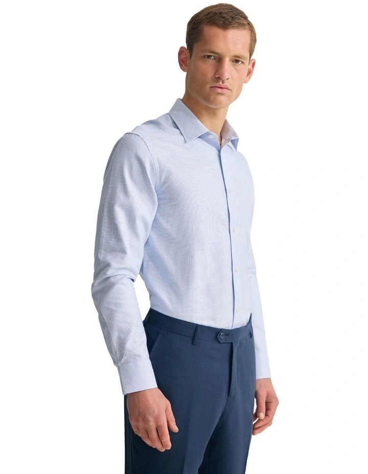 Beckton Slim Fit Cotton Shirt in Sky image 3