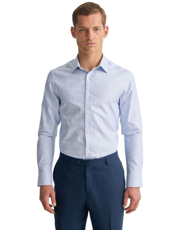 Beckton Slim Fit Cotton Shirt in Sky image 5