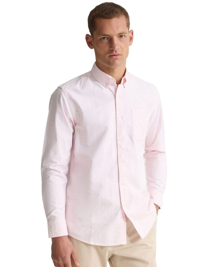 Holloway Buttondown Stripe Shirt in Pink image 3