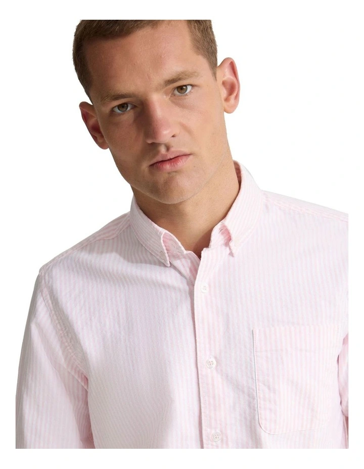 Holloway Buttondown Stripe Shirt in Pink image 4