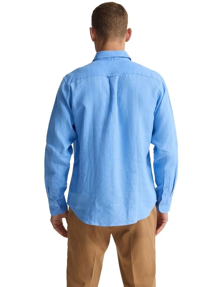 Copper European Linen Shirt in Pacific Blue image 2
