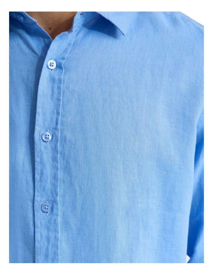 Copper European Linen Shirt in Pacific Blue image 6