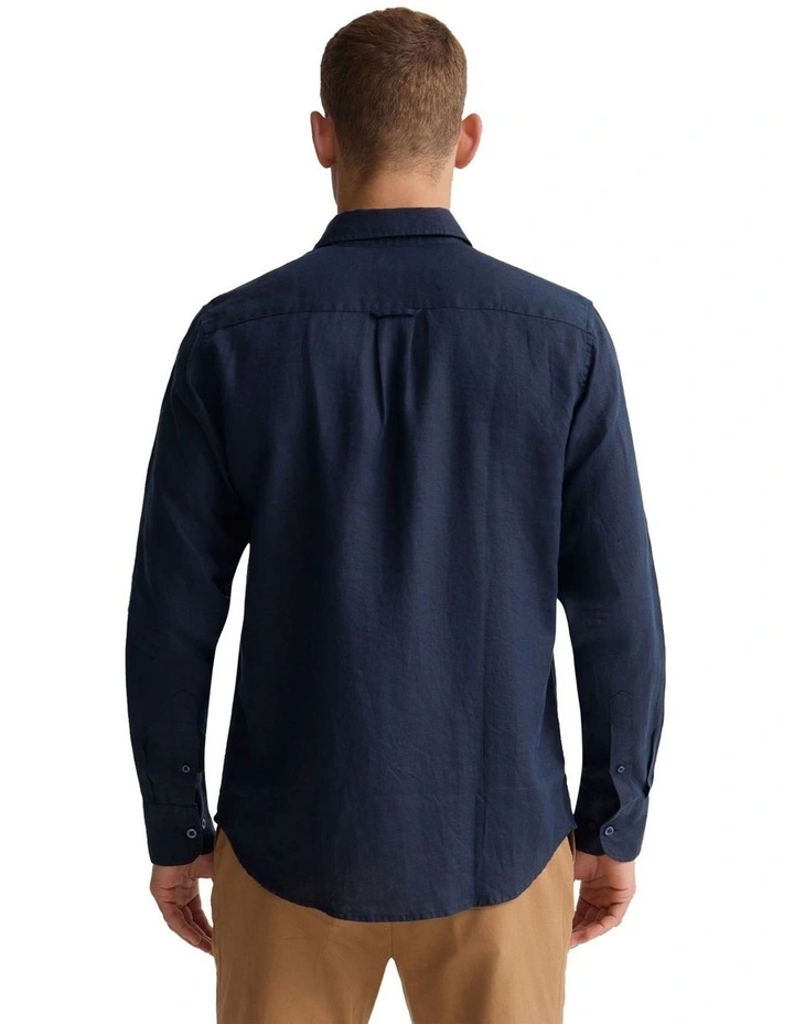 Copper European Linen Shirt in Deep Navy image 2