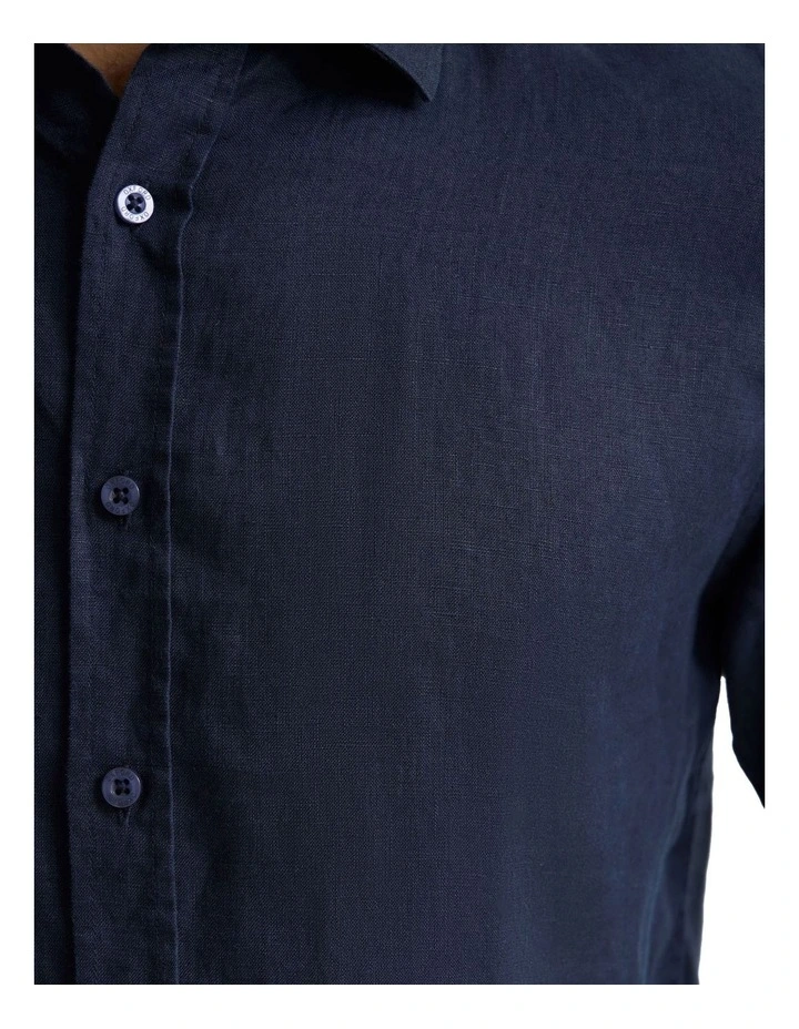 Copper European Linen Shirt in Deep Navy image 6