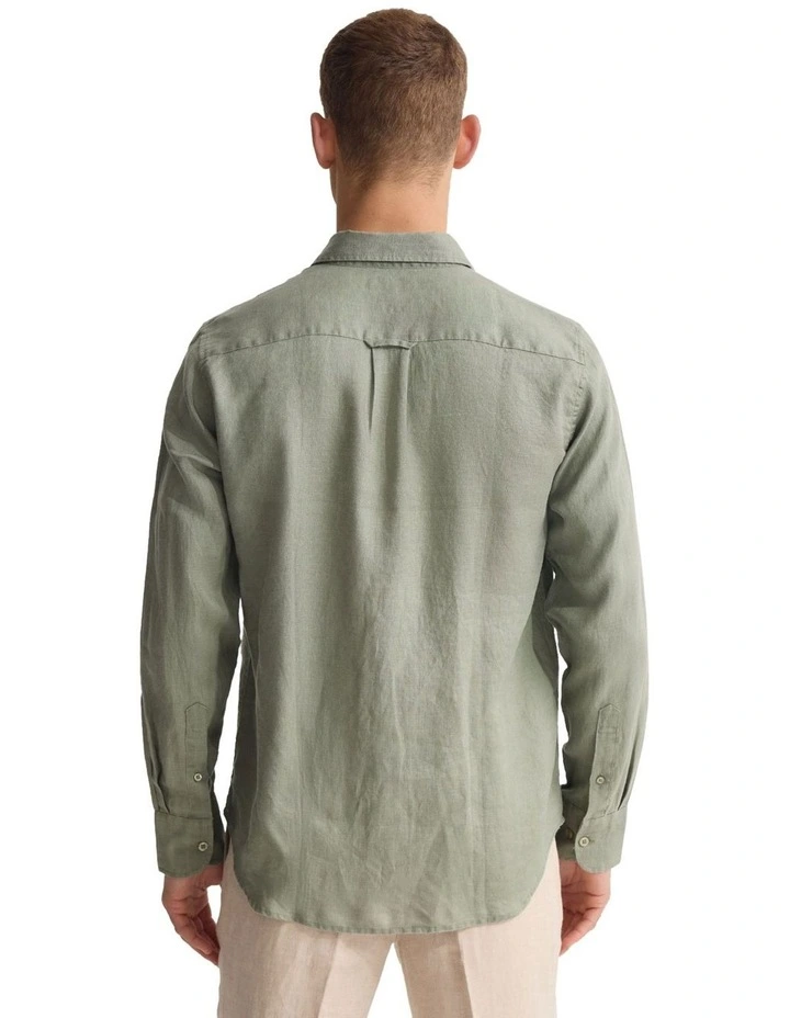 Copper European Linen Shirt in Olive image 2