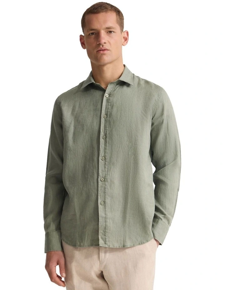 Copper European Linen Shirt in Olive image 5