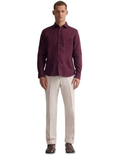 Copper European Linen Shirt in Burgundy