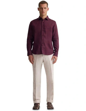 Copper European Linen Shirt in Burgundy