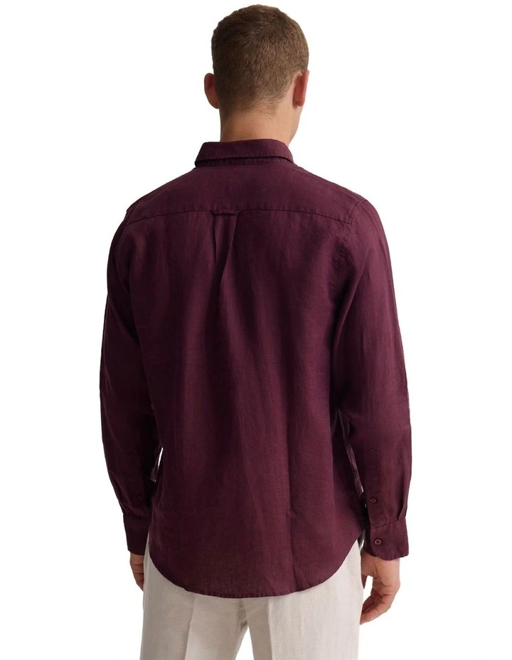 Copper European Linen Shirt in Burgundy image 2