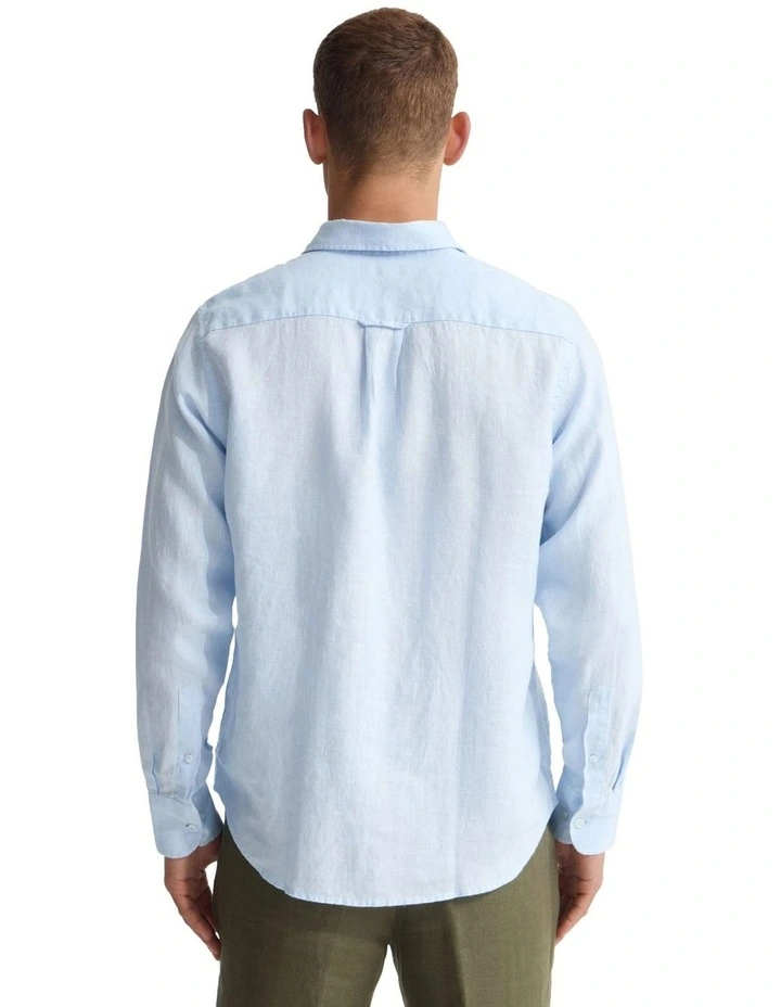 Cooper Long Sleeve Organic Linen Shirt in Sky image 2