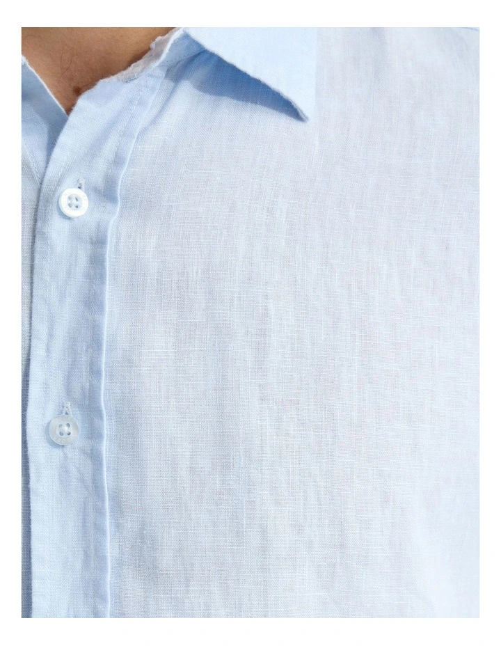 Cooper Long Sleeve Organic Linen Shirt in Sky image 6