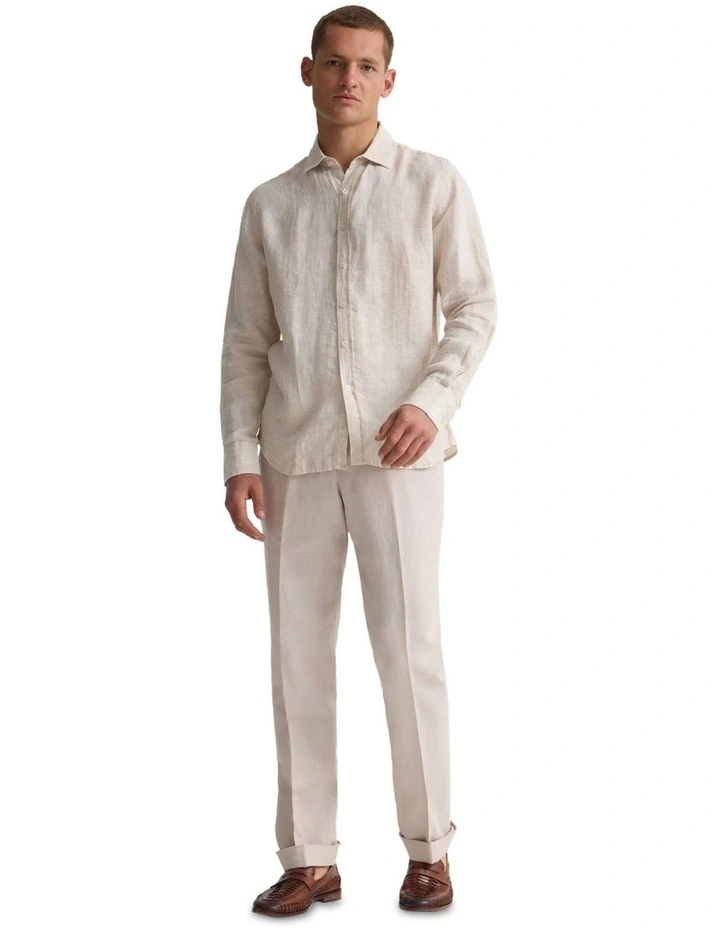 Cooper Long Sleeve Organic Linen Shirt in Natural image 1