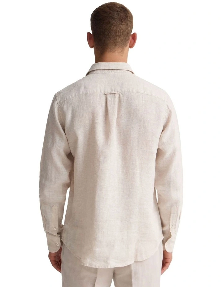 Cooper Long Sleeve Organic Linen Shirt in Natural image 2