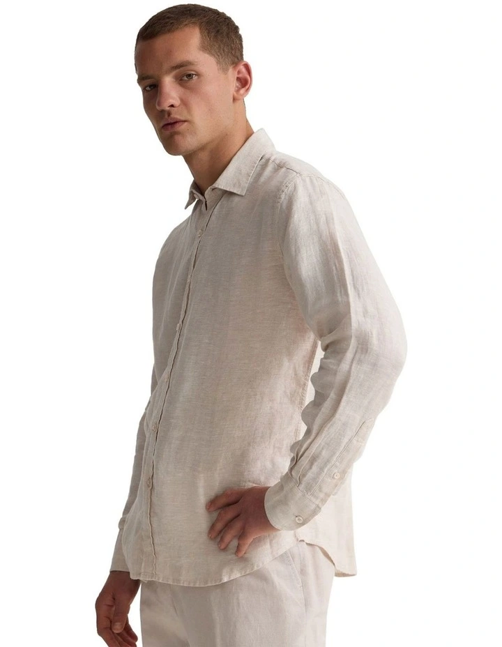 Cooper Long Sleeve Organic Linen Shirt in Natural image 3