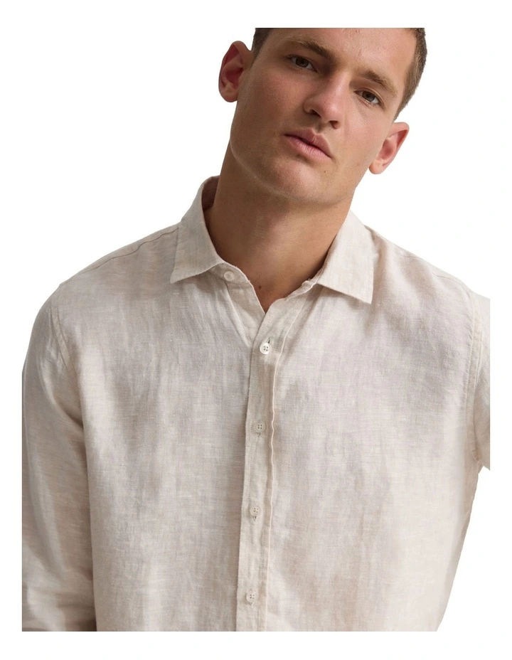 Cooper Long Sleeve Organic Linen Shirt in Natural image 4