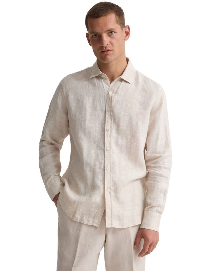Cooper Long Sleeve Organic Linen Shirt in Natural image 5