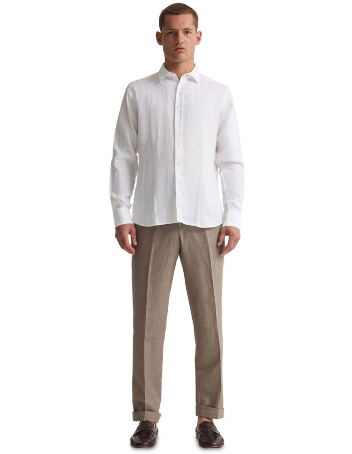 Cooper Long Sleeve Organic Linen Shirt in White image 1